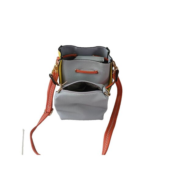 Colorblock Bucket Bag With Adjustable Strap & Drawstring Closure Cross Body - Picture 7 of 16